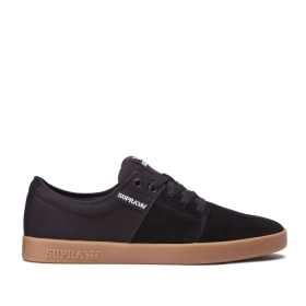 Supra Mens STACKS II Black/gum Low Top Shoes | CA-62088